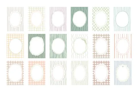 Hand drawn watercolour frames set for kids, cute illustrations with pattern.. Stock Illustration