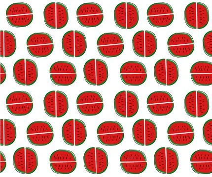 Hand drawn watermelon cartoon pattern seamless background Stock Illustration