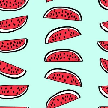 Hand drawn watermelon pattern Stock Illustration