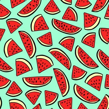 Hand drawn watermelon pattern Stock Illustration
