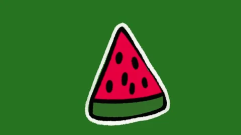 Hand-Drawn Watermelon Slice Animation | Summer 2D Hand-Drawn Food Motion Stock Footage 332127297