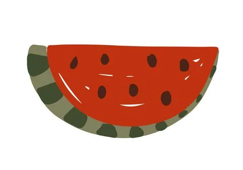 Hand drawn watermelon slice showcasing vibrant red flesh and green rind in a Illustrazione stock