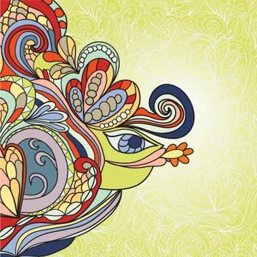 Hand-drawn wave and fish pattern Stockillustratie