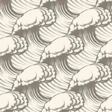 Hand Drawn Wave Seamless pattern Stock Illustration