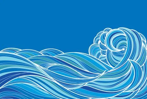 Hand drawn waves Stock Illustration