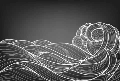 Hand drawn waves Stock Illustration