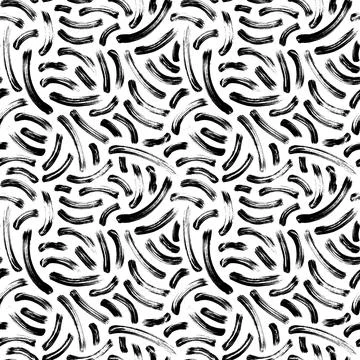 Hand drawn wavy brush strokes seamless pattern. Stock Illustration
