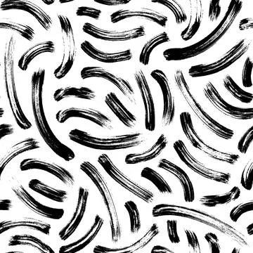 Hand drawn wavy brush strokes seamless pattern. Stock Illustration