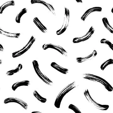 Hand drawn wavy brush strokes seamless pattern. Stock Illustration