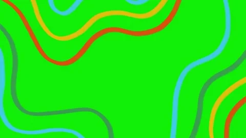 Hand drawn wavy line animation green screen. Colorful topographic doodle lines Stock Footage 325800033