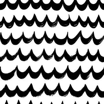 Hand drawn wavy lines vector seamless pattern. Stock Illustration
