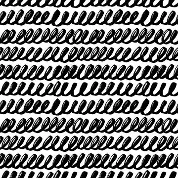 Hand drawn wavy lines vector seamless pattern. Stock Illustration