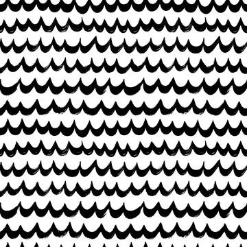 Hand drawn wavy lines vector seamless pattern. Stock Illustration