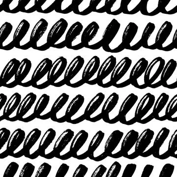 Hand drawn wavy lines vector seamless pattern. Stock Illustration