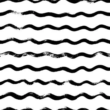 Hand drawn wavy lines vector seamless pattern. 스톡 일러스트