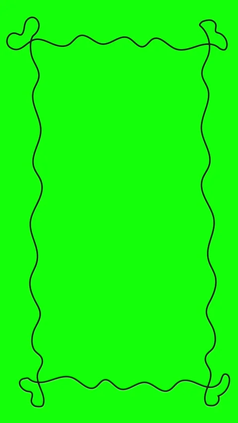 Hand Drawn Wavy Outline Border Frame Animation on Green Background Stock Footage 331464559