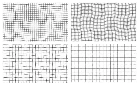 Hand drawn wavy paper grid textures set notebook graph lines Иллюстрация