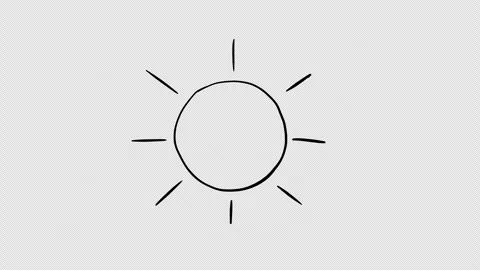 Hand drawn weather icon set with sun clouds rain drops and small plant Stock Footage 335407130