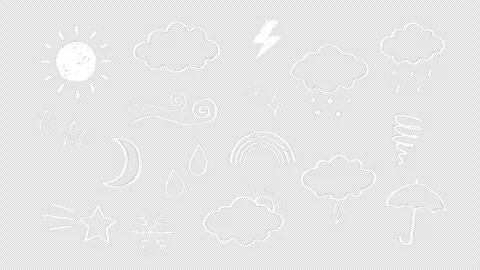 Hand Drawn Weather Icons Pack Doodle Animation on Transparent Background Vídeos de archivo 340321734
