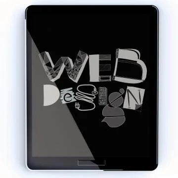 Hand drawn web deign on screen tablet computer as concept Stock Illustration
