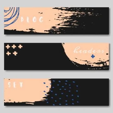 Hand Drawn Web Headers Collection 스톡 일러스트