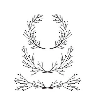 Hand drawn wedding laurel set Stock Illustration