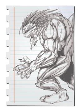 Hand drawn werewolf Stock Illustration