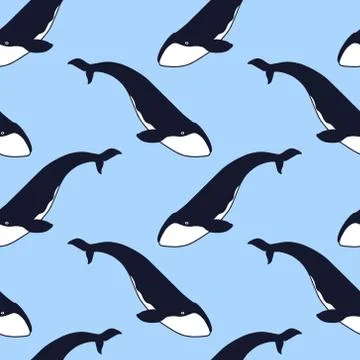 Hand drawn whale pattern Stock Illustration