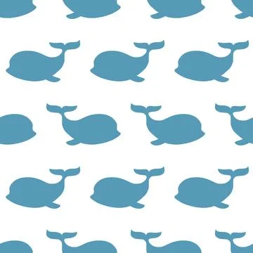 Hand Drawn Whales Seamless Pattern Background Stock Illustration
