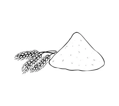 Hand-drawn wheat flour and ears Stock Illustration