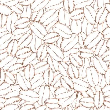 Hand drawn wheat grain.  Vector  seamless pattern Stock Illustration