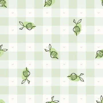 Hand drawn whimsical beetroot gingham seamless pattern. Vector vintage check Illustrazione stock