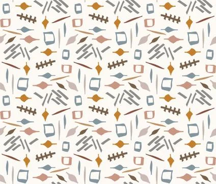 Hand drawn whimsical scribble lines seamless pattern. Vector painterly textured Illustrazione stock