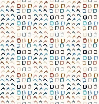 Hand drawn whimsical scribble lines seamless pattern. Vector painterly textured Stock Illustration