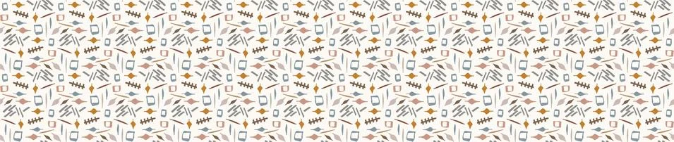 Hand drawn whimsical scribble lines seamless pattern. Vector painterly ribbon Stock Illustration