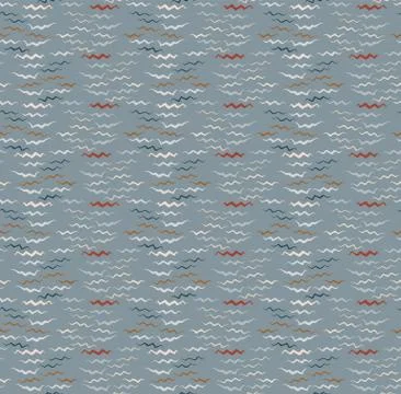 Hand drawn whimsical scribble lines seamless pattern. Vector painterly textured Illustrazione stock