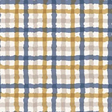 Hand drawn whimsical wonky gingham check seamless pattern. Vector painterly Stock Illustration
