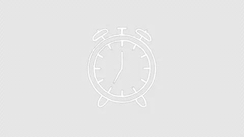 Hand Drawn White Alarm Clock Doodle Animation Seamless Loop on Transparent Stock Footage 342587722