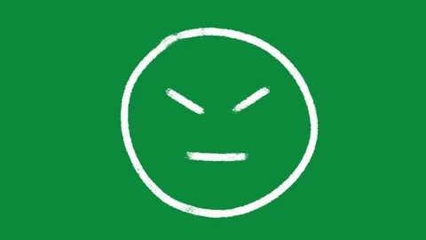 Hand Drawn White Angry Face Emoji Animation on Green Screen Mad Expression Stock Footage 334608533