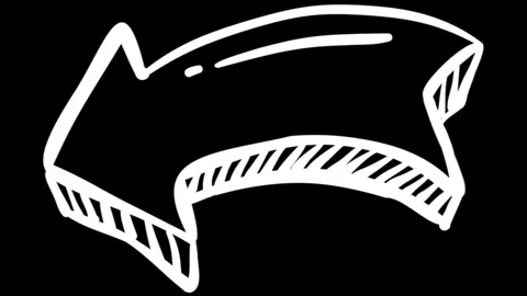 Hand drawn white arrow animation with doodle style moving on a black background Stock Footage 333727386
