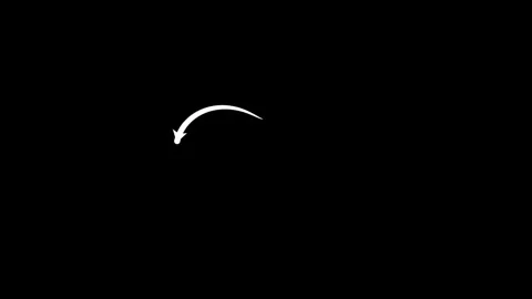 Hand drawn white arrow animation moving in curves and loops across a black Stock Footage 334931188