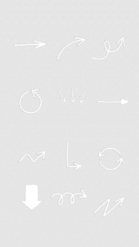 Hand drawn white arrow doodles animation set on transparent background Stock Footage 327574585