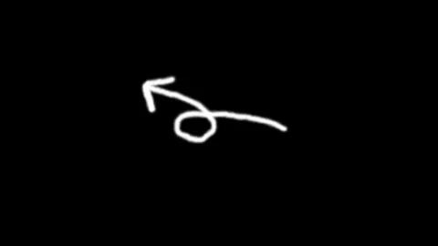 Hand drawn white arrow with a loop motion isolated on a solid black backgroun Stock Footage 333782869