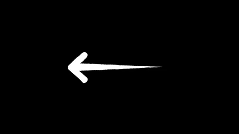 Hand drawn white arrow pointing left animation moving on black background w.. Stock Footage 333032303