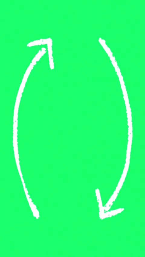Hand Drawn White Brush Arrows Opposite Sides on Green Screen Vertical Reel Vidéo 347802464