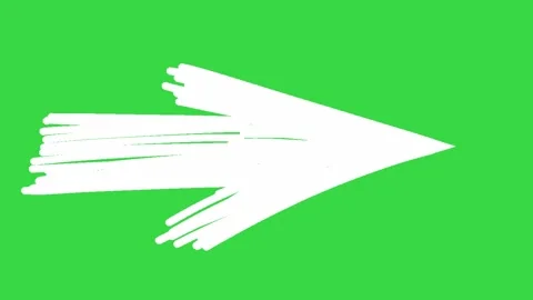 Hand Drawn White Brush Stroke Pointer Arrow Animation on Green Screen Background Stock Footage 339335290
