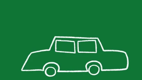 Hand-Drawn White Car Outline 2D Animation on Green Screen | Animated Vehicle  Vidéo 334608928