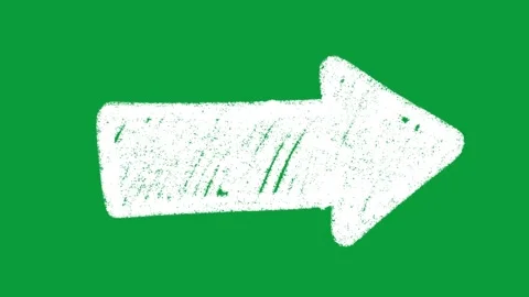 Hand Drawn White Chalk Arrow Direction Pointer 2D Animation Green Screen Stock Footage 341798849