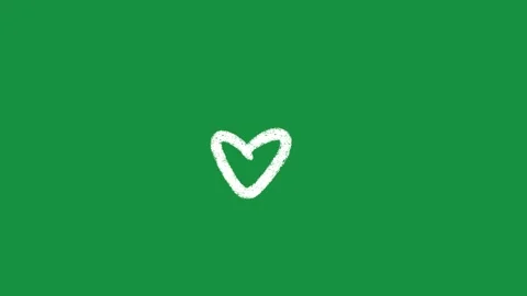 Hand Drawn White Chalk Heart Animation Overlay with Rough Textured Doodle Sketch Vídeo Stock 335124720