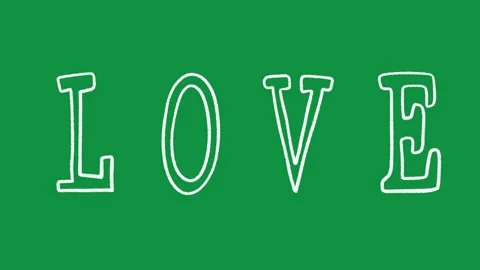 Hand Drawn White Chalk Love Text Animation Overlay with Clean Cartoon Lettering  Stock Footage 335124731